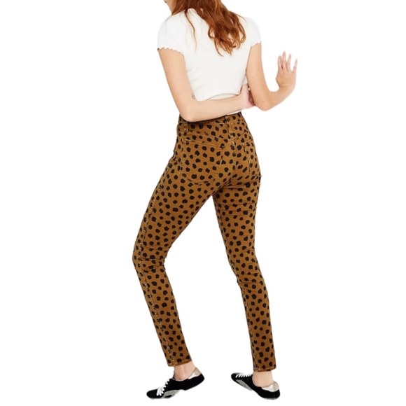 NWOT MADEWELL Leopard Dot 10" High-Rise Skinny Black and Brown Jeans Size 26 - Picture 2 of 10